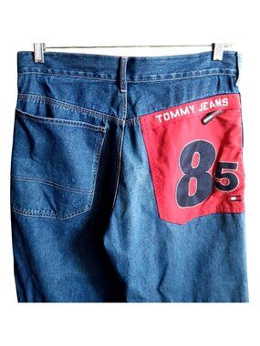 Vtg Tommy Jeans Denim Carpenter 32x32 Red Patch 85 Logo Wide Leg Skater Y2K